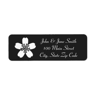 Charming Sakura in Black Return Address Label