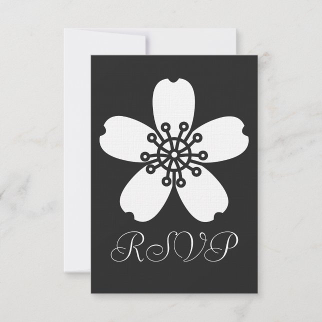Charming Sakura in Black RSVP Card (Front)