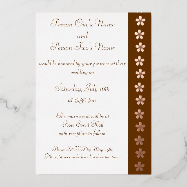 Charming Sakura in Chocolate Foil Invitation (Front)