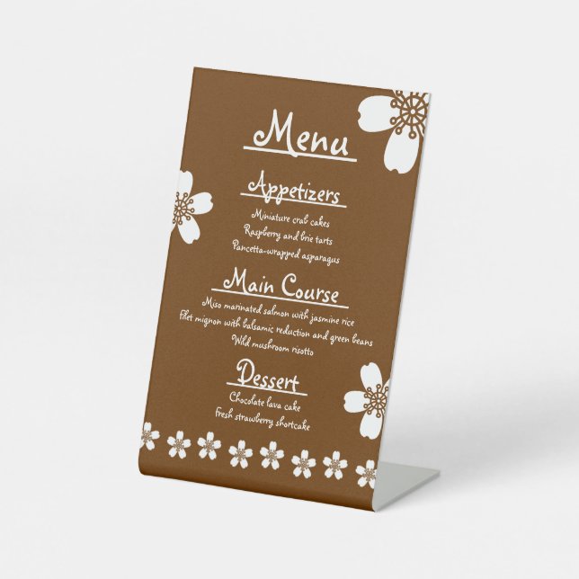 Charming Sakura in Chocolate Pedestal Sign (Front)