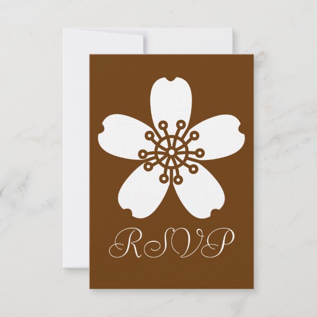 Charming Sakura in Chocolate RSVP Card (Front)