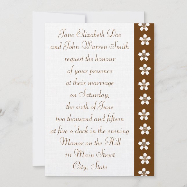 Charming Sakura in Chocolate Wedding Invitation (Front)