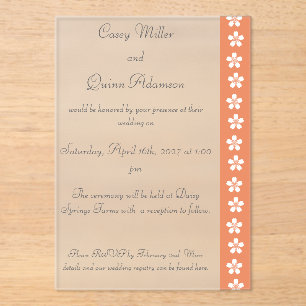 Charming Sakura in Coral Acrylic Wedding Invitations