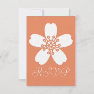 Charming Sakura in Coral RSVP Card