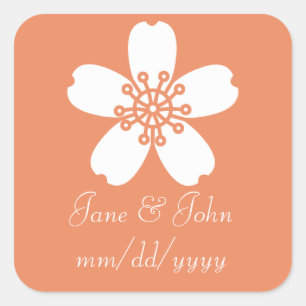 Charming Sakura in Coral Sticker