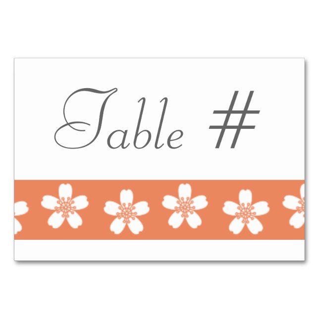 Charming Sakura in Coral Table Card (Front)