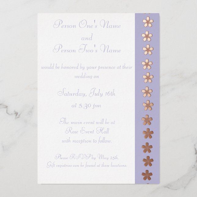 Charming Sakura in Lavender Foil Invitation (Front)