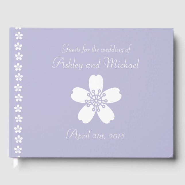 Charming Sakura in Lavender Guest Book (Front)