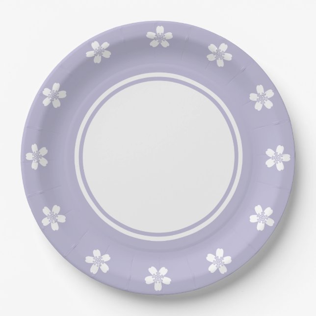 Charming Sakura in Lavender Paper Plate (Front)