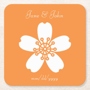 Charming Sakura in Orange Paper Coaster