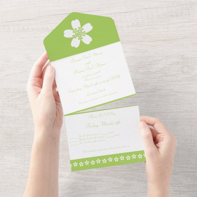 Charming Sakura in Peridot All In One Invitation (Tearaway)