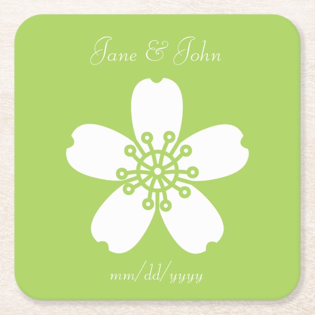 Charming Sakura in Peridot Paper Coaster (Front)