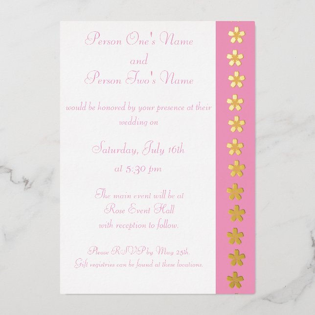 Charming Sakura in Petal Pink Foil Invitation (Front)