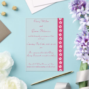 Charming Sakura in Raspberry Acrylic Wedding Invitations