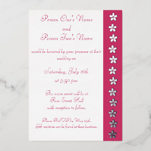 Charming Sakura in Raspberry Foil Invitation