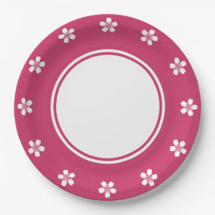 Charming Sakura in Raspberry Paper Plate