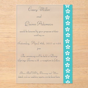 Charming Sakura in Turquoise Acrylic Wedding  Invitations
