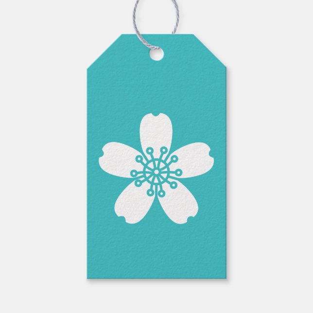 Charming Sakura in Turquoise Gift Tag (Front)