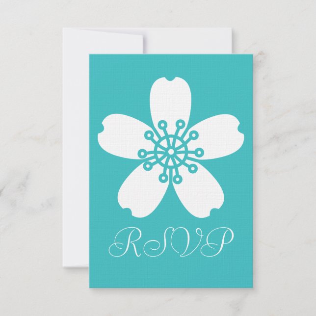 Charming Sakura in Turquoise RSVP Card (Front)