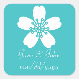 Charming Sakura in Turquoise Sticker