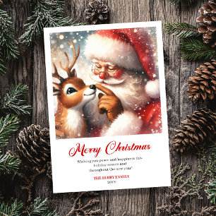 Charming Santa Claus Rudolph Humor Christmas Card