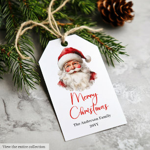 Charming Santa Claus Stylish Watercolor Gift Tags