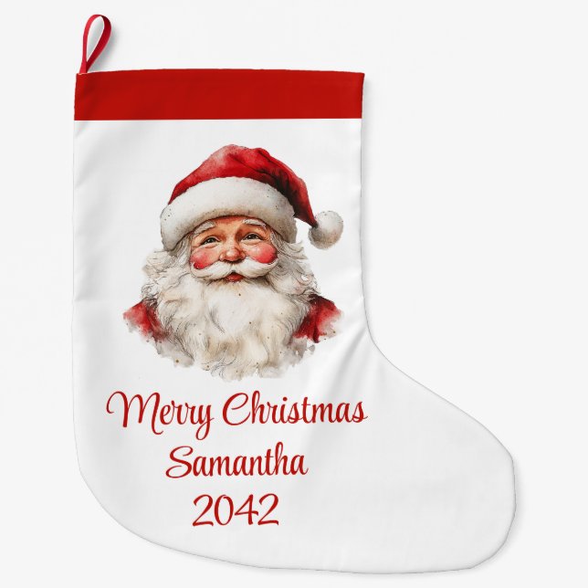 Charming Santa Claus Stylish Watercolor Stocking (Front)