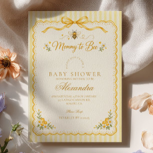 Charming Scalloped Mummy to Bee Baby Shower Invitation