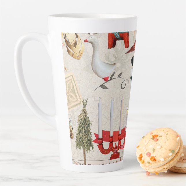 Charming Scandinavian Folk Christmas  Latte Mug (In Situ)