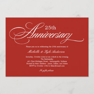 Charming Script Anniversary Invitation - Red