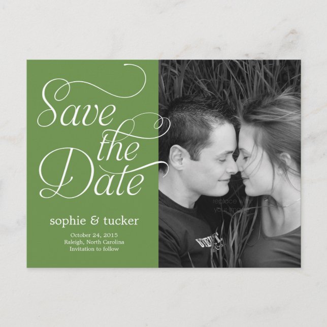 Charming Script Save The Date Card (Front)