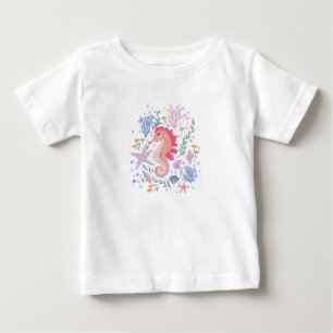 Charming Seahorse and Coral Reef  Baby T-Shirt