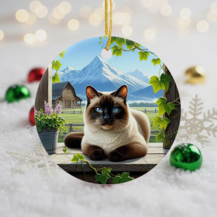 Charming Siamese Cat Keepsake Ceramic Tree Decoration
