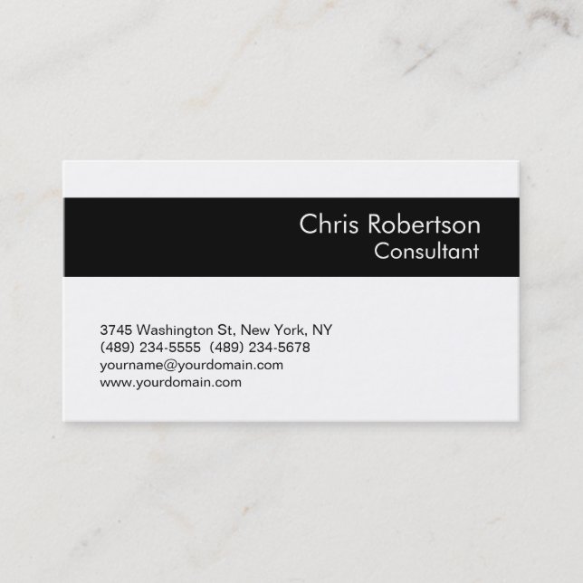 Charming Simple Black White Stripe Business Card (Front)