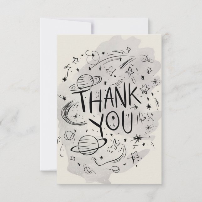 Charming Simple Chic Celestial Thank You Card (Front)