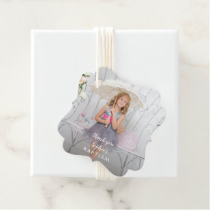 Charming Simple Girl Photo Baptism Favour Tags
