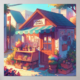 Charming Small Business Anime Art Poster