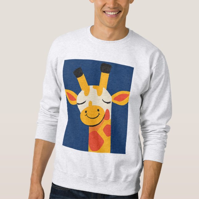 Charming Smiling Giraffe – Playful Joyful Portrait Sweatshirt (Front)