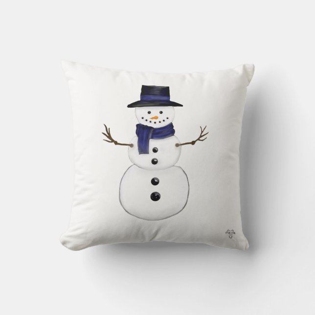 Charming Snowman Throw Pillow (Front)