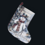Charming Snowman Watercolor Winter Forest Custom<br><div class="desc">Celebrate the season with this personalised Charming Snowman Watercolor Winter Forest Christmas Stocking. Featuring a charming snowman in a classic top hat and scarf, holding a walking cane and set against a serene watercolor winter forest, the design is accented by elegant “Merry and Bright” script and modern typography showcasing the...</div>