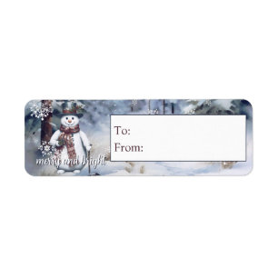 Charming Snowman Watercolor Winter Forest Gift