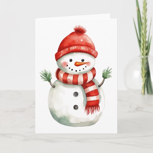 Charming Snowman Winter Greeting Card (Front)