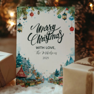 Charming Snowy Cottages Christmas Holiday Card