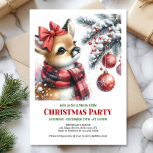 Charming snowy forest baby deer Christmas invite 