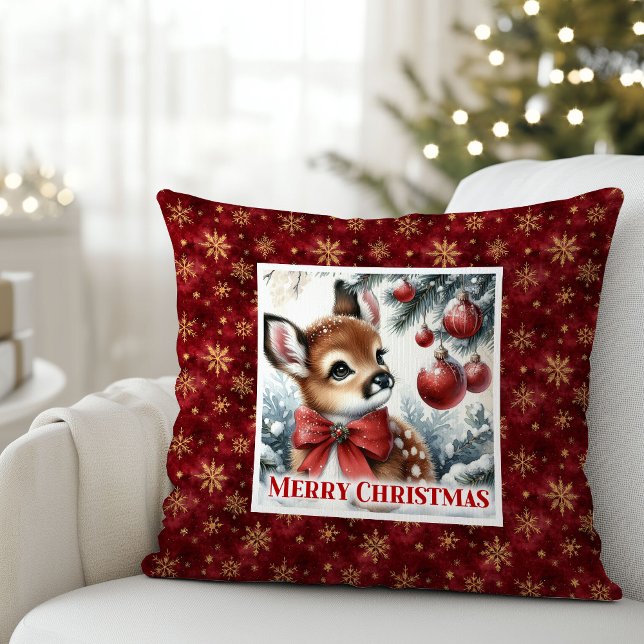 Charming snowy scene baby deer kids room decor  cushion (Charming snowy scene baby deer kids room decor (50))