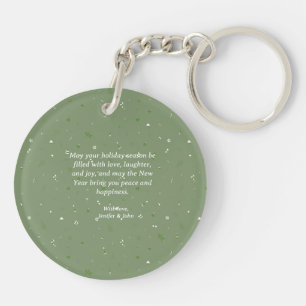 Charming Snowy Village Watercolor Christmas  Key Ring