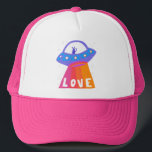 Charming Space Aliens Martians UFO Cute LOVE Trucker Hat<br><div class="desc">Hope you like this fun  design. Add your own text to the front or back. Check my shop for more matching items like stickers,  mugs,  cards,  tshirts,  towels,  wrapping paper as well as other patterns. Thanks for shopping with me! if you'd like something custom let me know!</div>