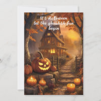 Charming Spooky Halloween Cottage with Pumpkins