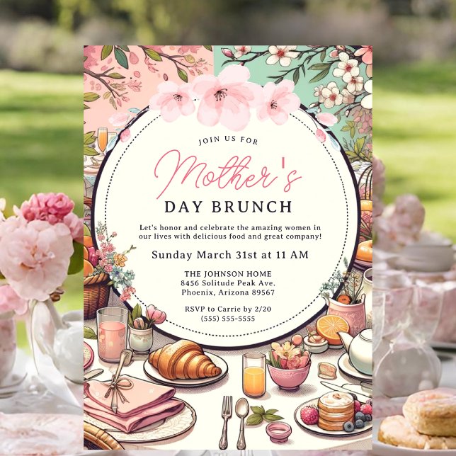Charming Spring Floral Mother's Day Brunch Invitation (Mother's Day Brunch Invitation.)