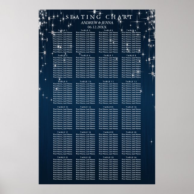Charming Star Struck Wedding - 24 Seating Chart (Front)